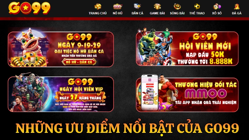 Ưu điểm vượt trội của GO99: Bảo mật AES-256, Nạp rút tự động, Hỗ trợ 24/7